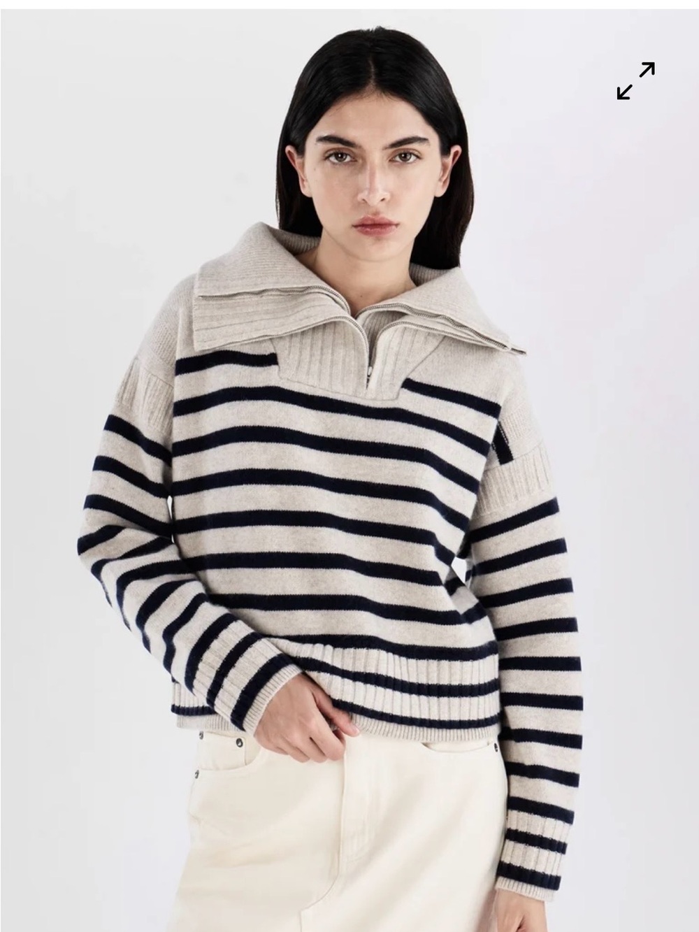 Rag and bone stripe wool half zip